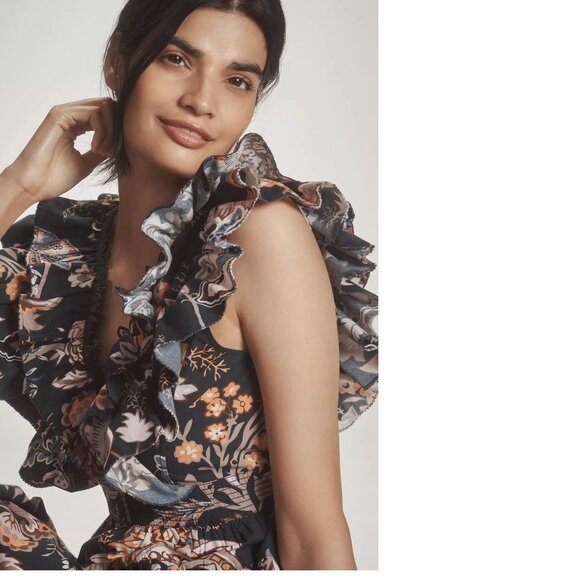 By Anthropologie Sleeveless Ruffled A-Line Mini Dress sIZE M blue NEW NWT - Picture 2 of 6